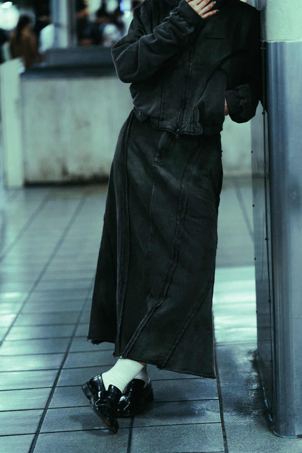 Mermaid Slit Sweat Skirt Charcoal【L24-51CH】