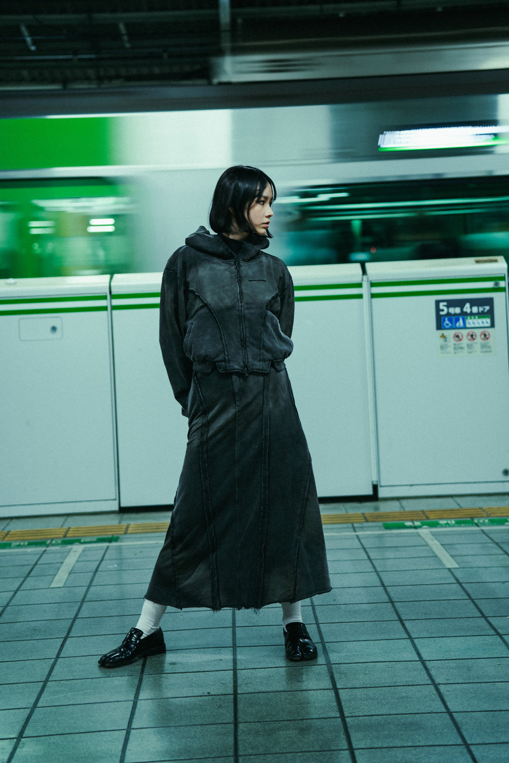 Mermaid Slit Sweat Skirt Charcoal【L24-51CH】