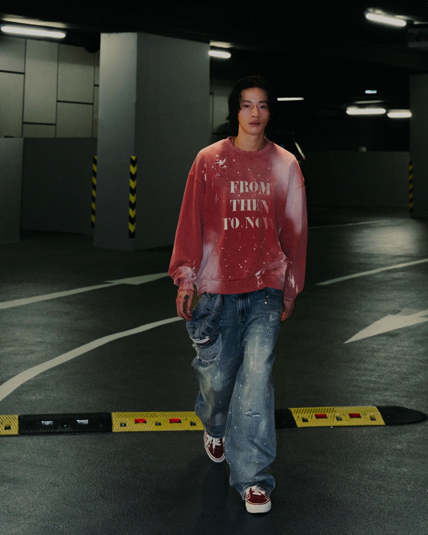 
                  
                    Wash Faded Slogan Crewneck Red【SENxTM-04RD】
                  
                