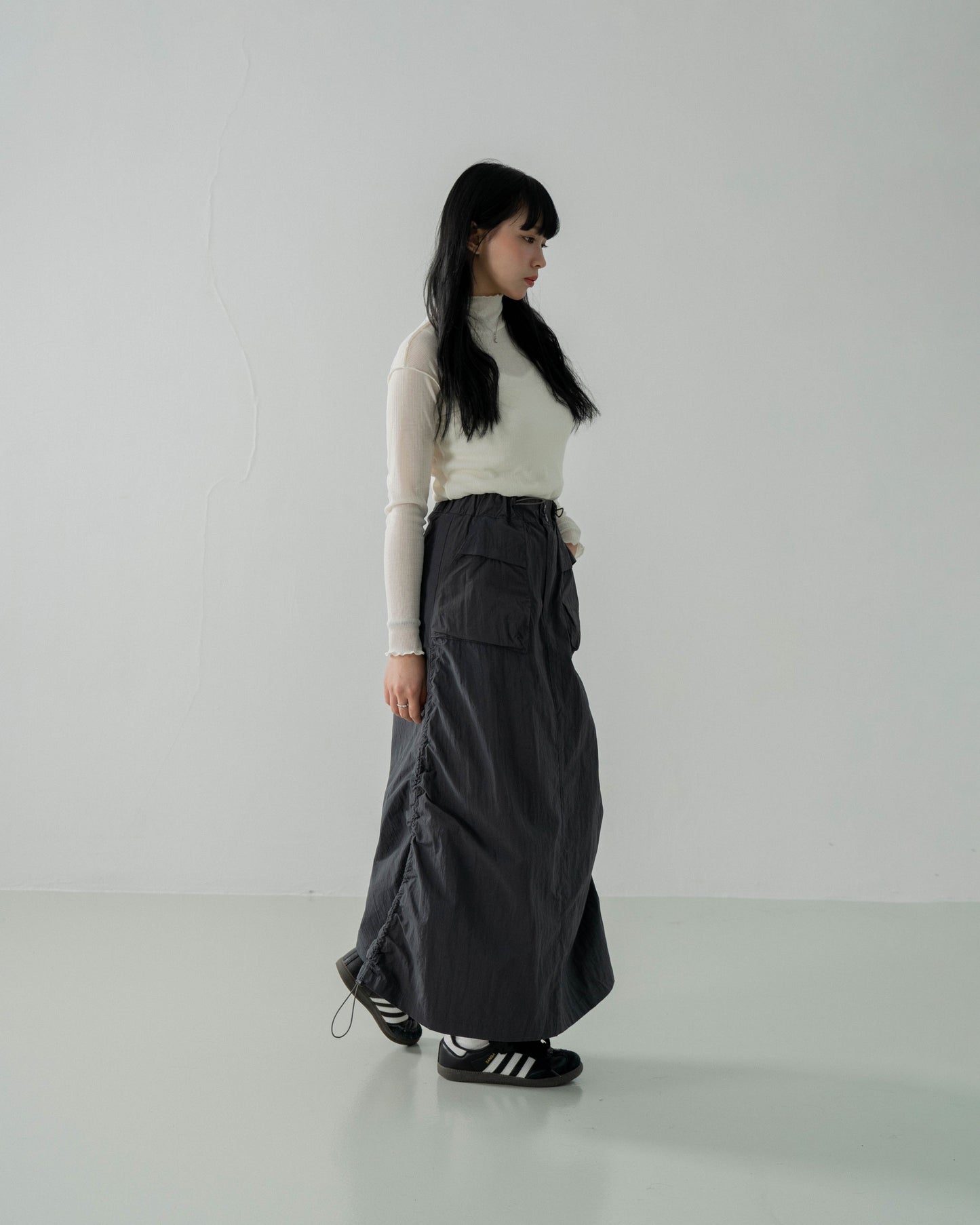 
                  
                    Side Elastic Full Skirts Dark Grey【L23-44DG】
                  
                