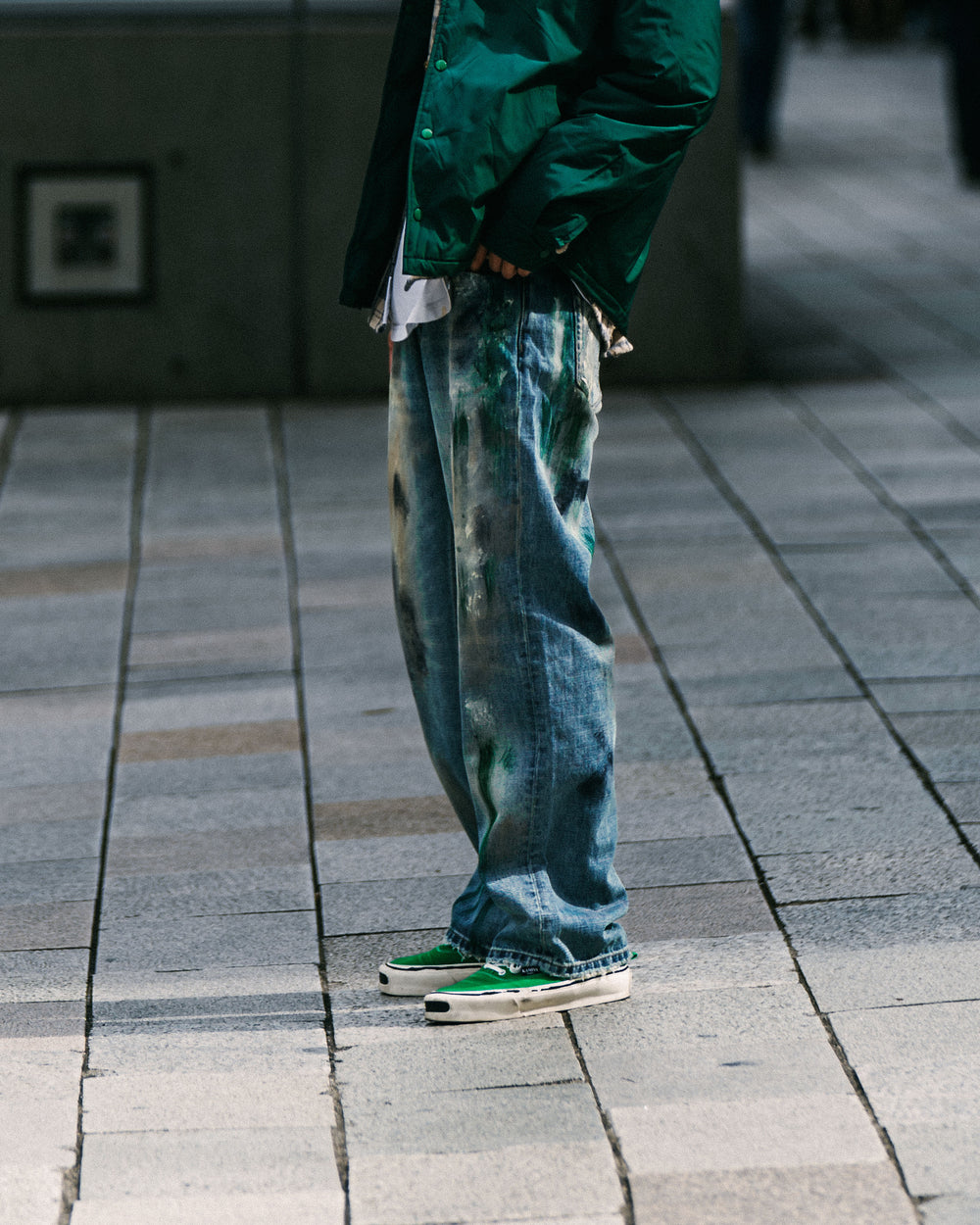 Washed Paint Splattered Jeans Blue【M24-44BL】