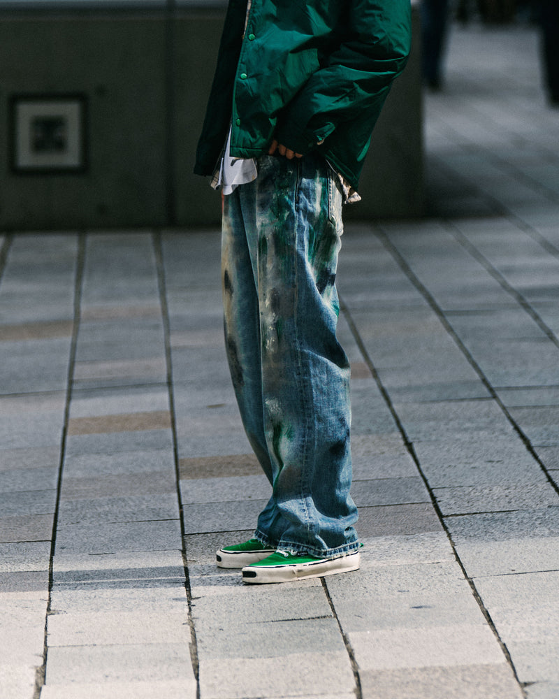 
                  
                    Washed Paint Splattered Jeans Blue【M24-44BL】
                  
                