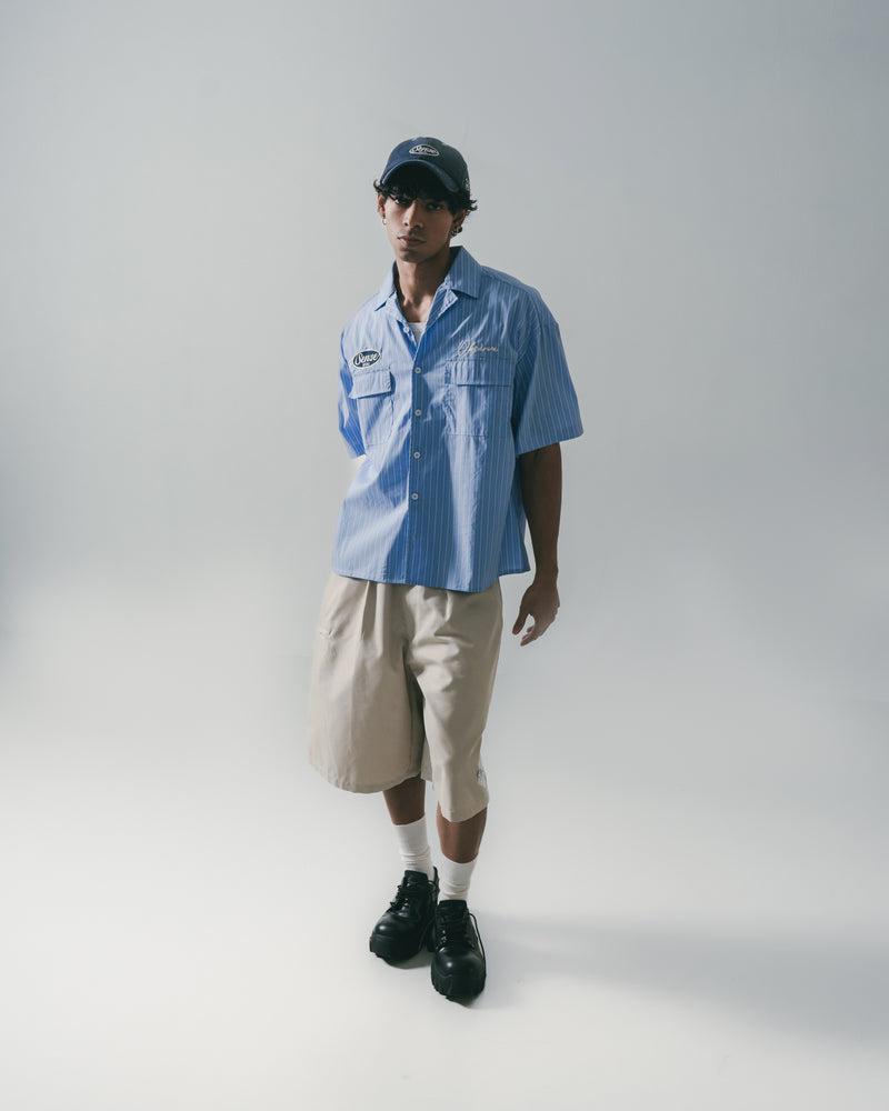 
                  
                    Short Cut Stripe Shirt Deep Blue【M25-10DB】
                  
                