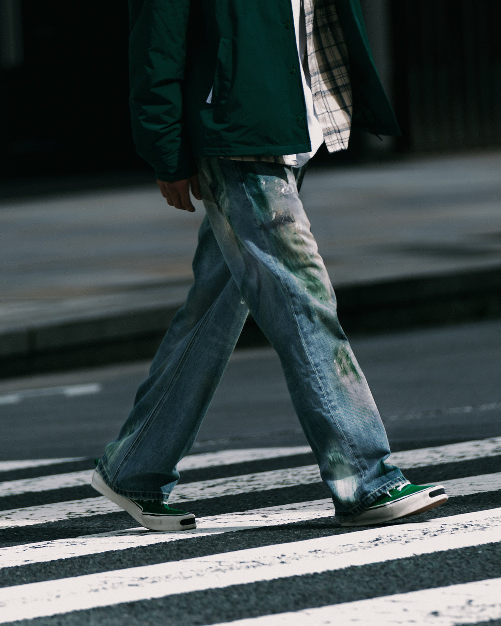 Washed Paint Splattered Jeans Blue【M24-44BL】
