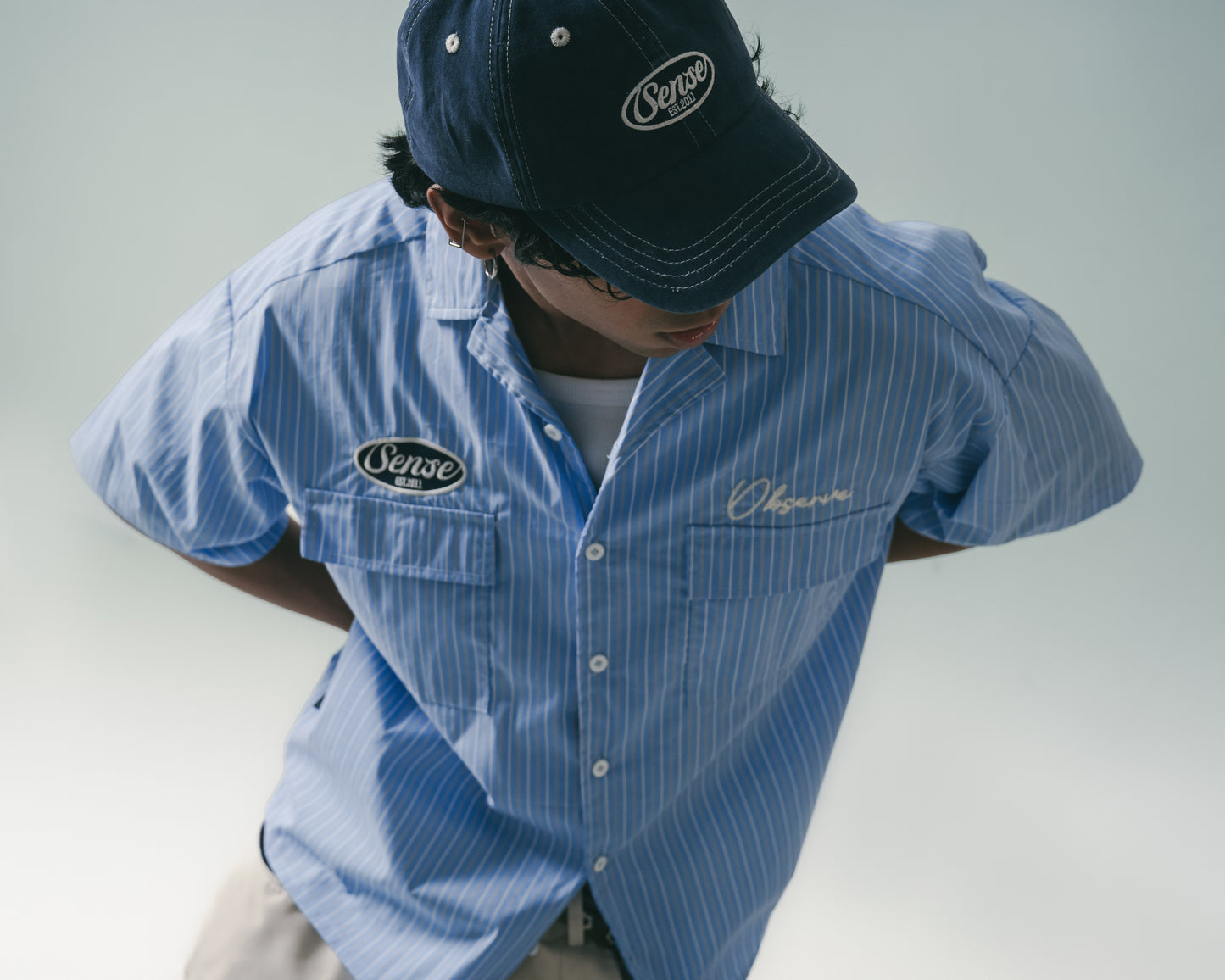 
                  
                    Short Cut Stripe Shirt Deep Blue【M25-10DB】
                  
                