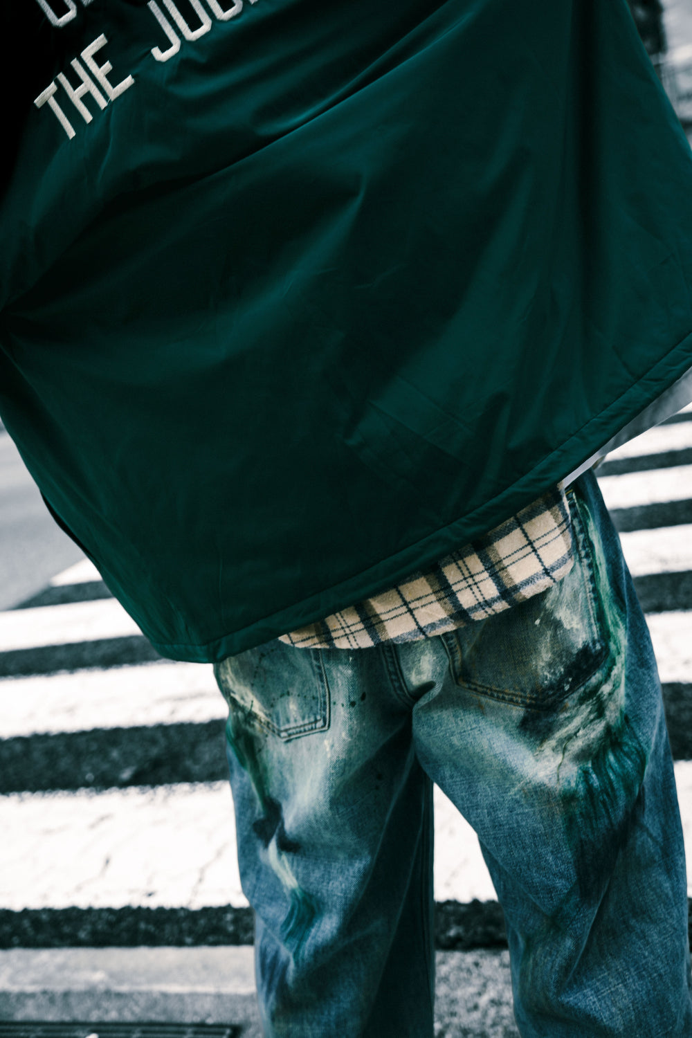 Washed Paint Splattered Jeans Blue【M24-44BL】