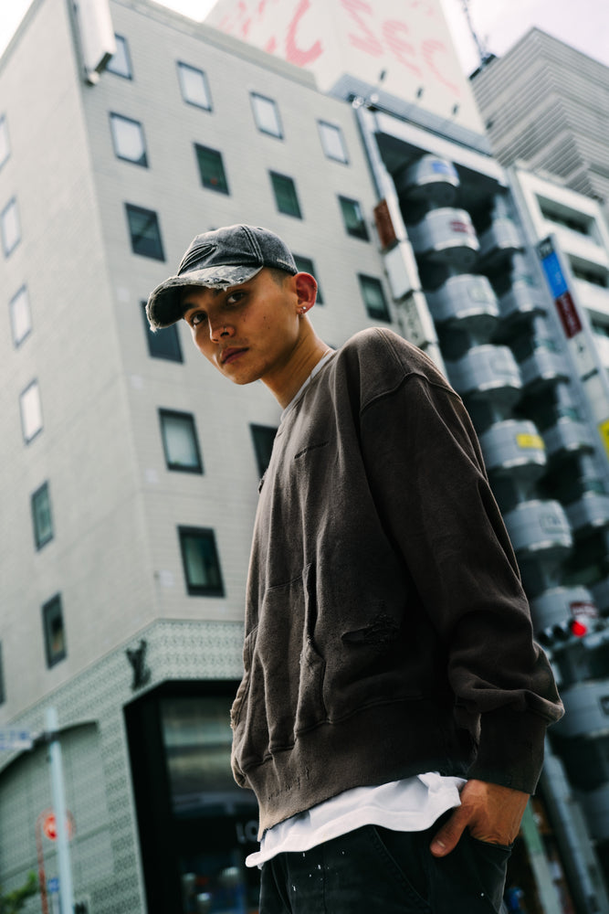 
                  
                    Distressed Crew Neck Dull Black【M24-50DB】
                  
                
