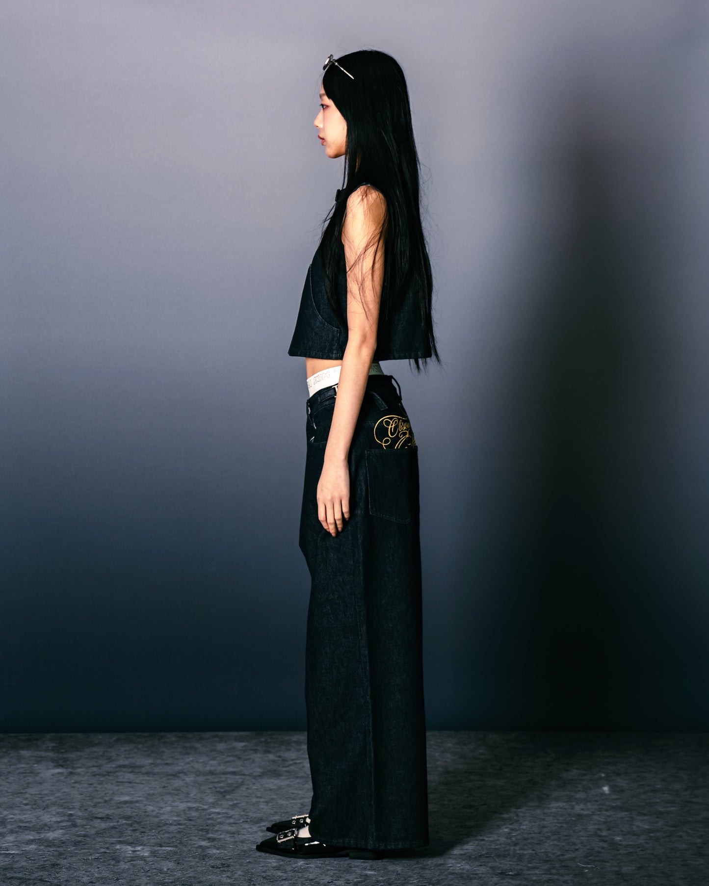 
                  
                    Low-Rise Wide-Leg Jeans Pleat Shutter Blue【L26-13PSB】
                  
                