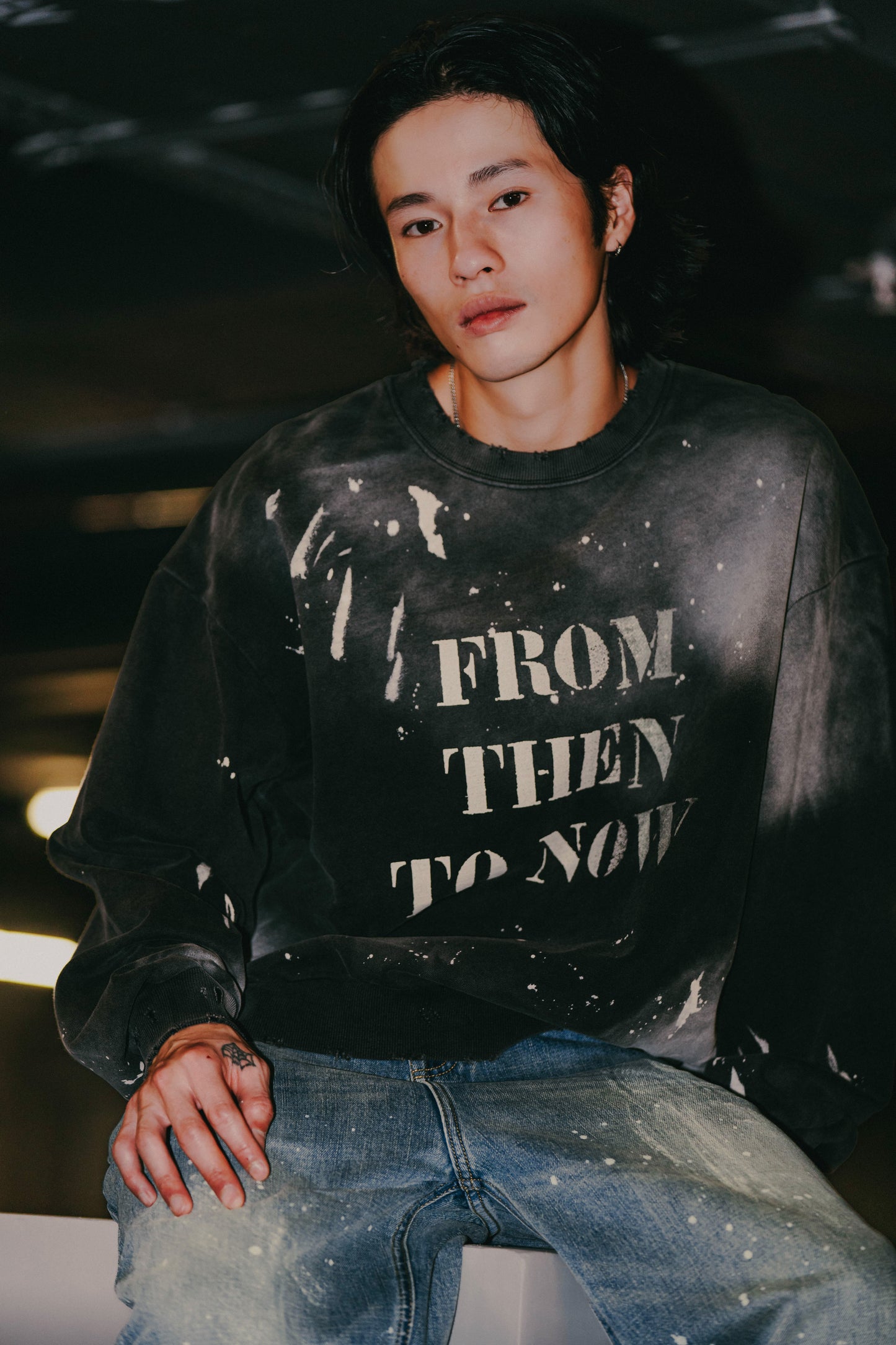 
                  
                    Wash Faded Slogan Crewneck Black【SENxTM-04BK】
                  
                