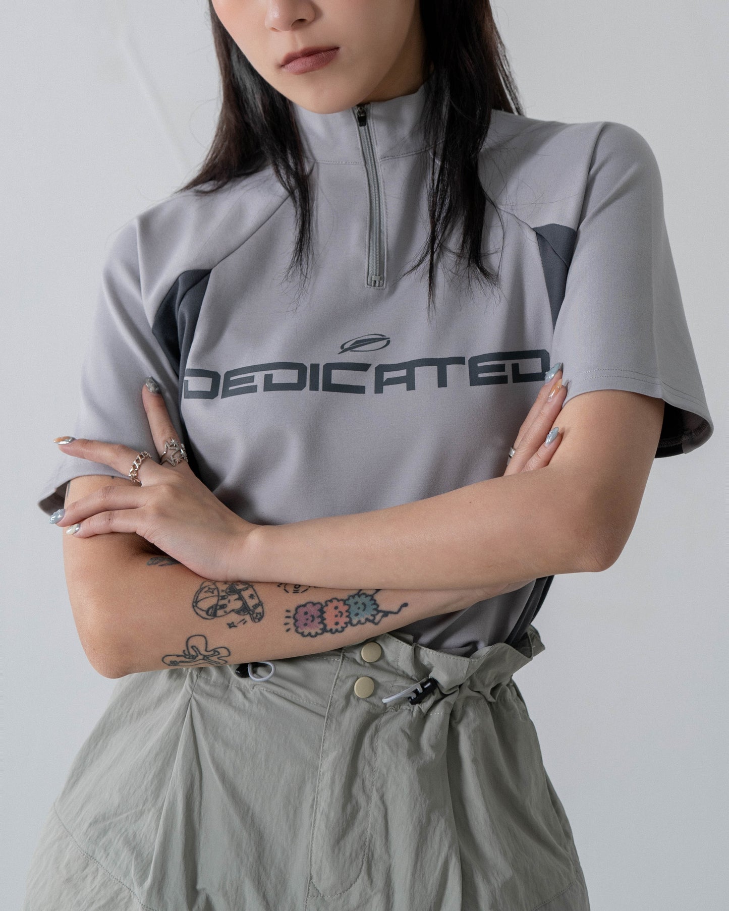 
                  
                    Dedicated Half Zip Cropped Top White【L24-06WH】
                  
                