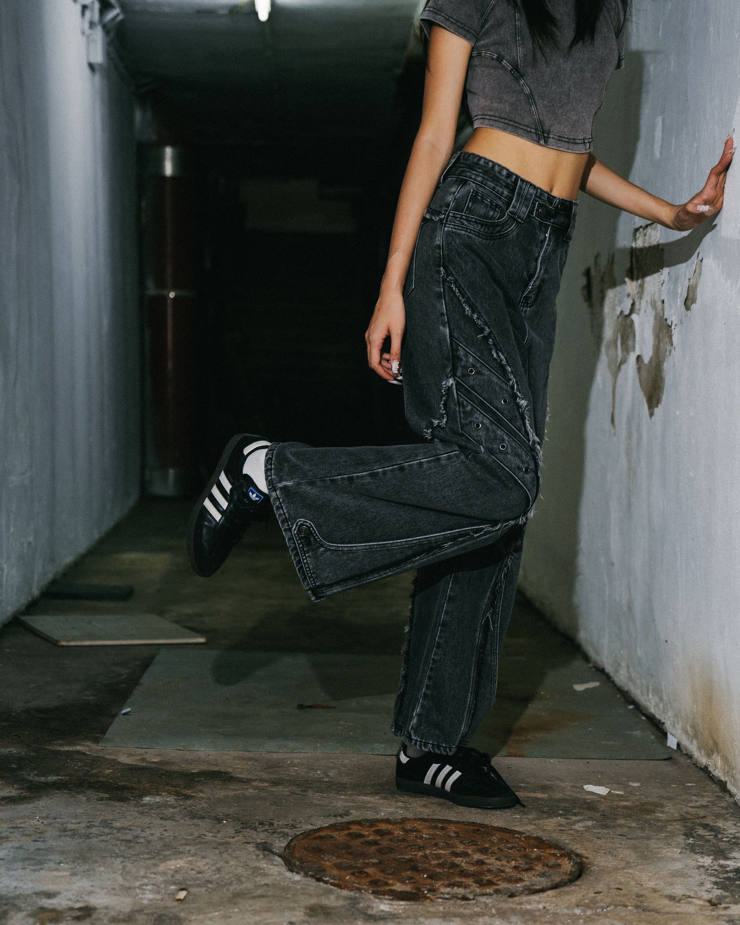 
                  
                    Damage Denim BootsCut Denim Pants Dusty Grey【L24-31DG】
                  
                
