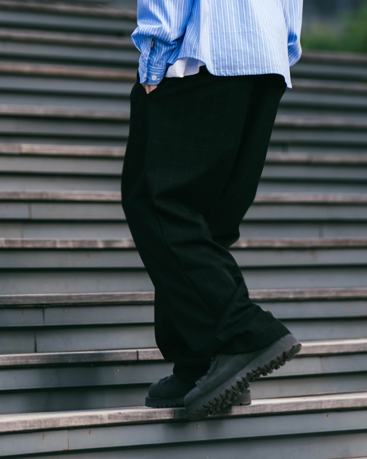 
                  
                    Wide Fit Stripe Shirt Blue【M25-55BL】
                  
                