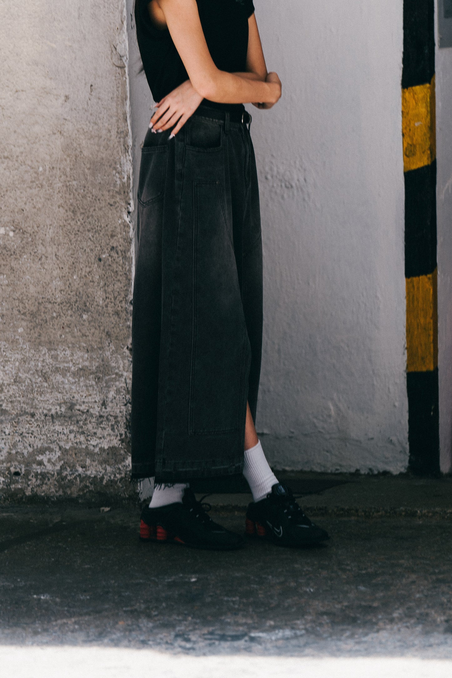 
                  
                    Double Knee Denim Full Skirts Dark Grey【L24-24DG】
                  
                