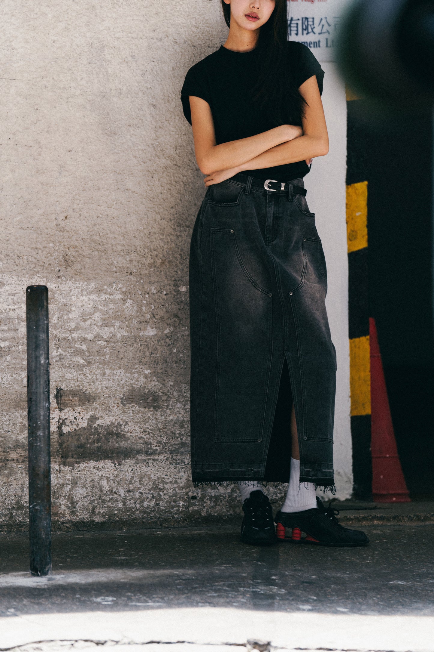 
                  
                    Double Knee Denim Full Skirts Dark Grey【L24-24DG】
                  
                