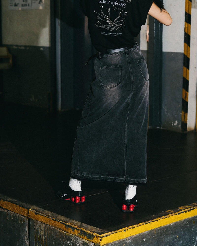 
                  
                    Double Knee Denim Full Skirts Dark Grey【L24-24DG】
                  
                