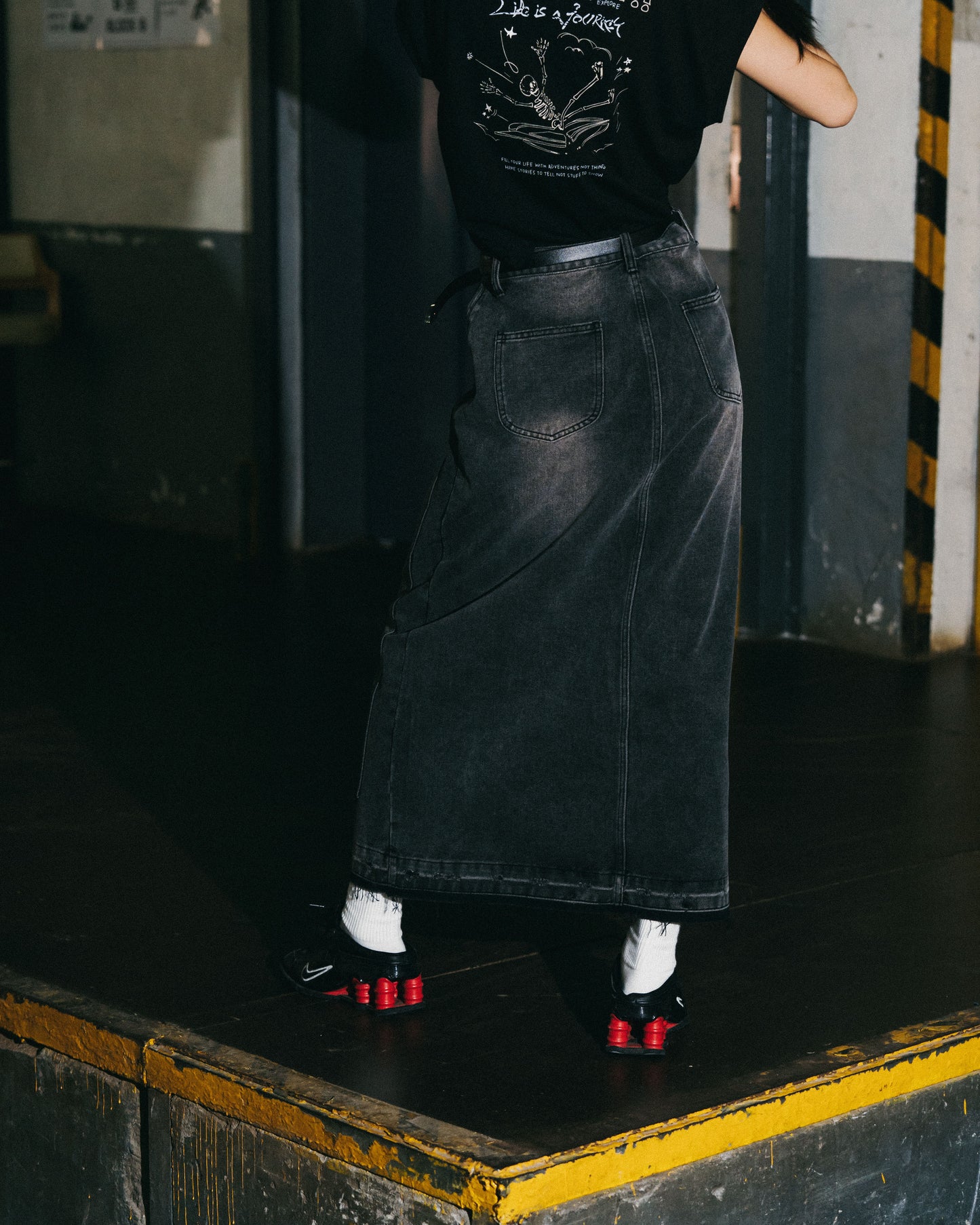 
                  
                    Double Knee Denim Full Skirts Dark Grey【L24-24DG】
                  
                
