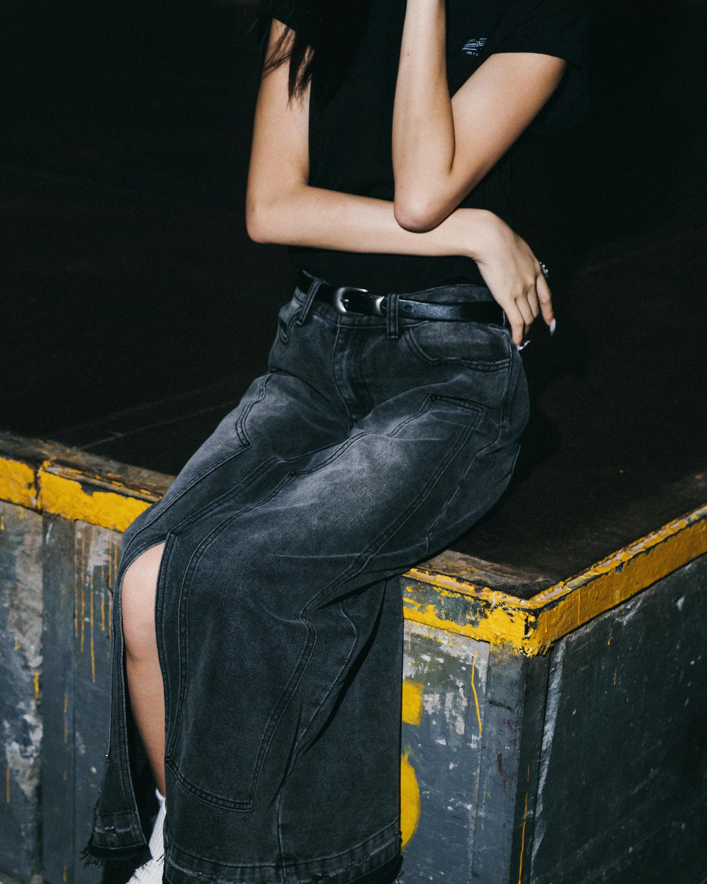 
                  
                    Double Knee Denim Full Skirts Dark Grey【L24-24DG】
                  
                