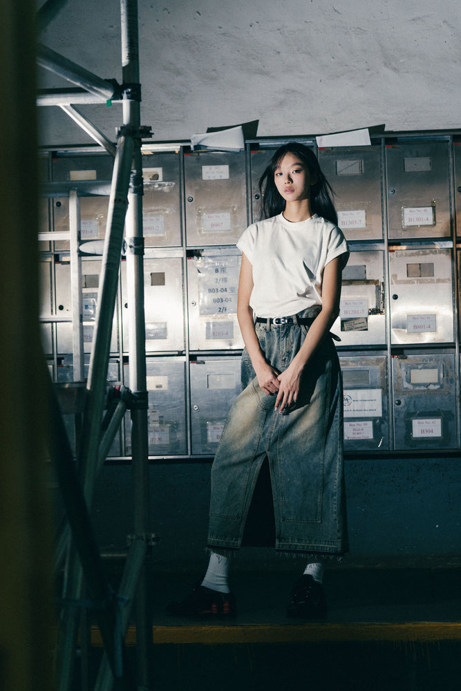 
                  
                    Double Knee Denim Full Skirts Dirty Blue【L24-24BL】
                  
                