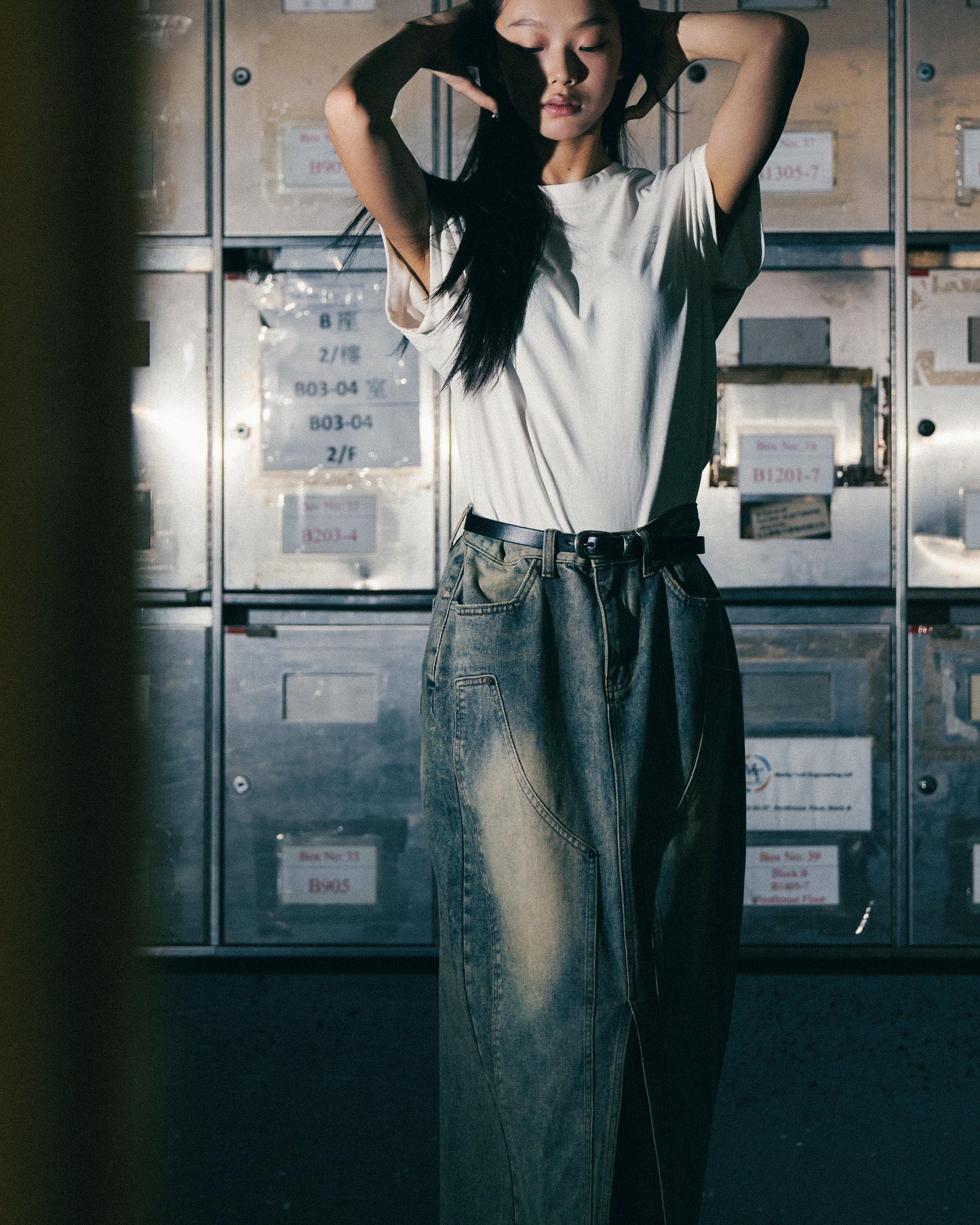 
                  
                    Double Knee Denim Full Skirts Dirty Blue【L24-24BL】
                  
                
