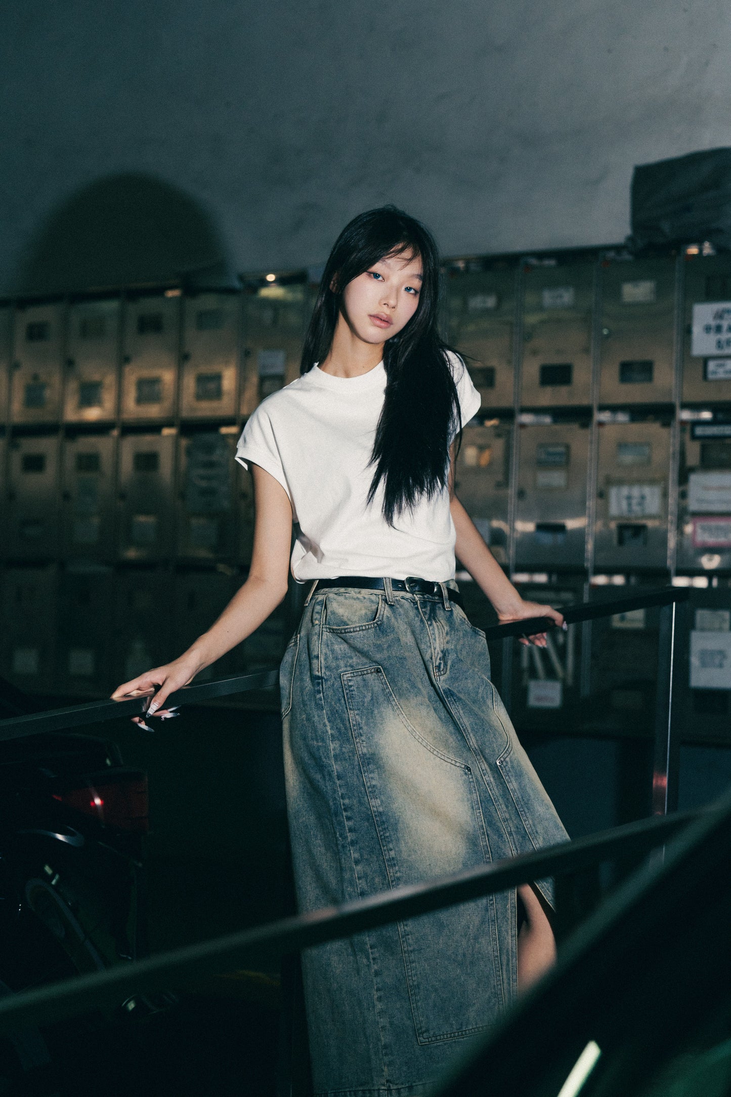 
                  
                    Double Knee Denim Full Skirts Dirty Blue【L24-24BL】
                  
                
