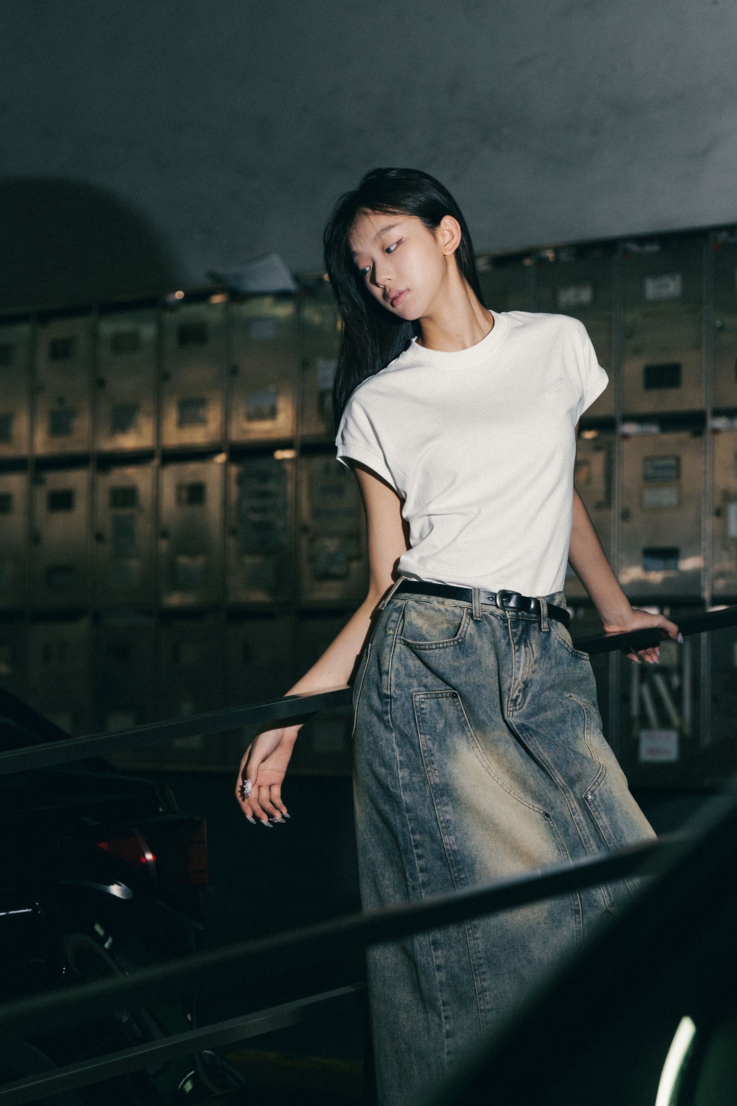 
                  
                    Double Knee Denim Full Skirts Dirty Blue【L24-24BL】
                  
                