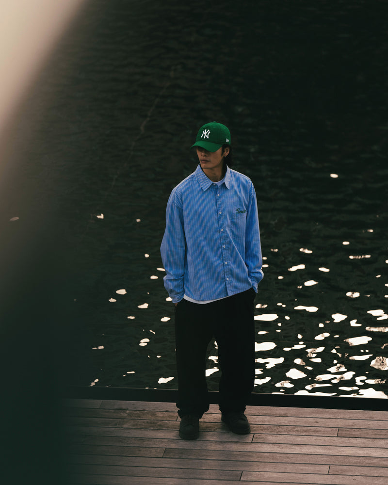 
                  
                    Wide Fit Stripe Shirt Blue【M25-55BL】
                  
                