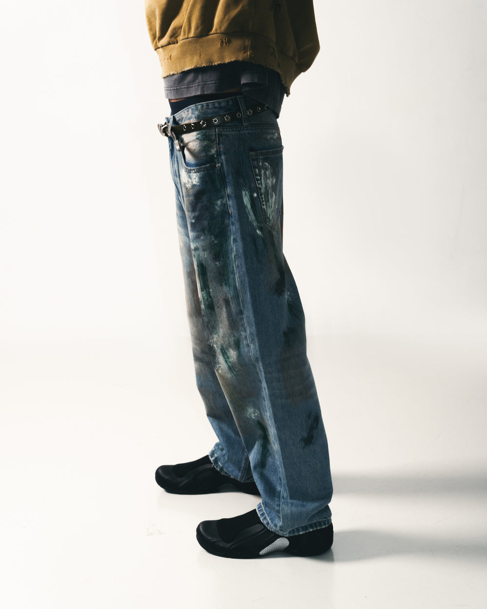 Washed Paint Splattered Jeans Blue【M24-44BL】