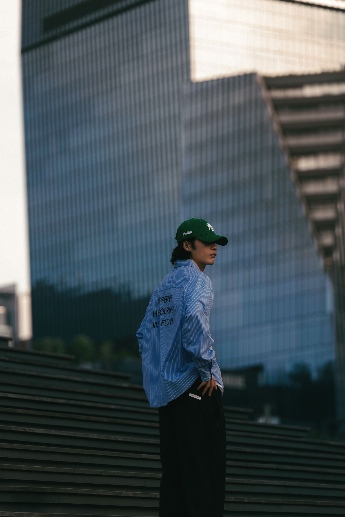 
                  
                    Wide Fit Stripe Shirt Blue【M25-55BL】
                  
                