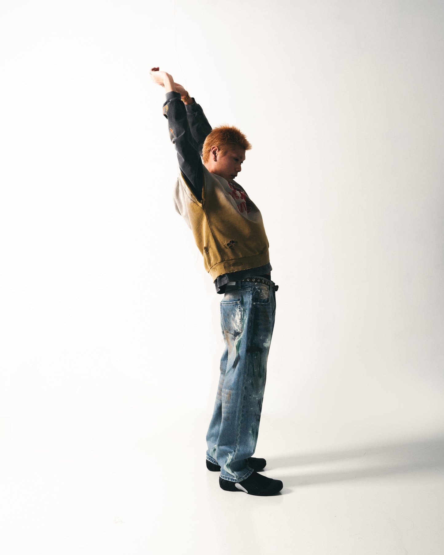 
                  
                    Washed Paint Splattered Jeans Blue【M24-44BL】
                  
                