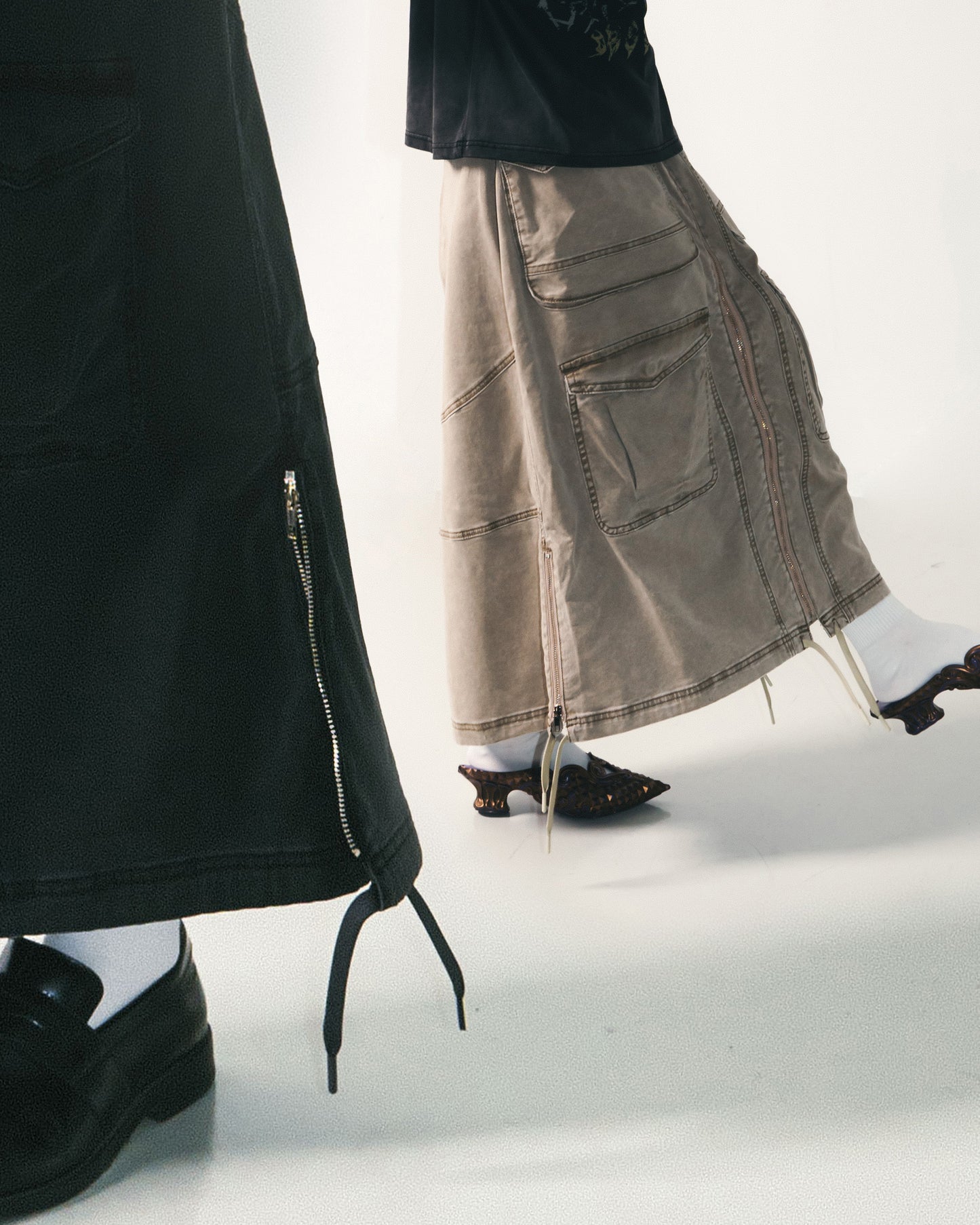 
                  
                    Washed Cargo Full Skirt Khaki【L24-22KA】
                  
                