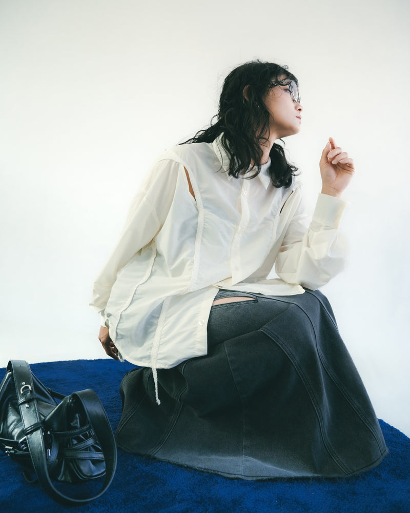 
                  
                    Twist Hole Denim Mermaid Skirt Charcoal【L24-56CH】
                  
                