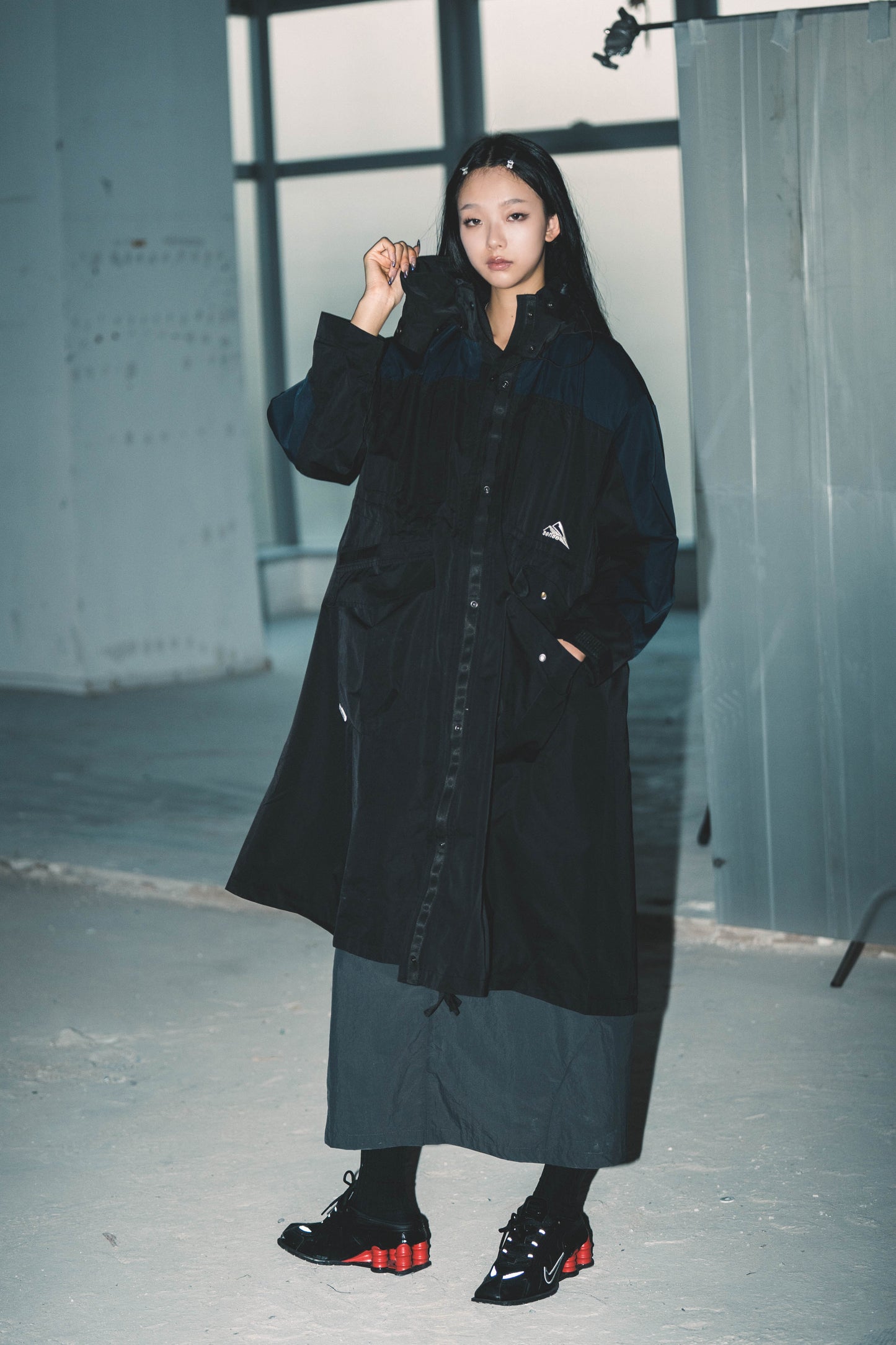 
                  
                    Waterproof Hooded Long Shell Parka Navy【L22-44NY】
                  
                