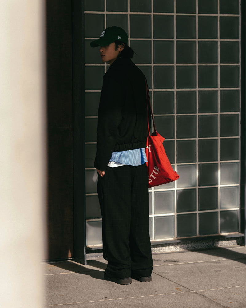 
                  
                    Wide Cut Checker Trousers Black【M25-09BK】
                  
                