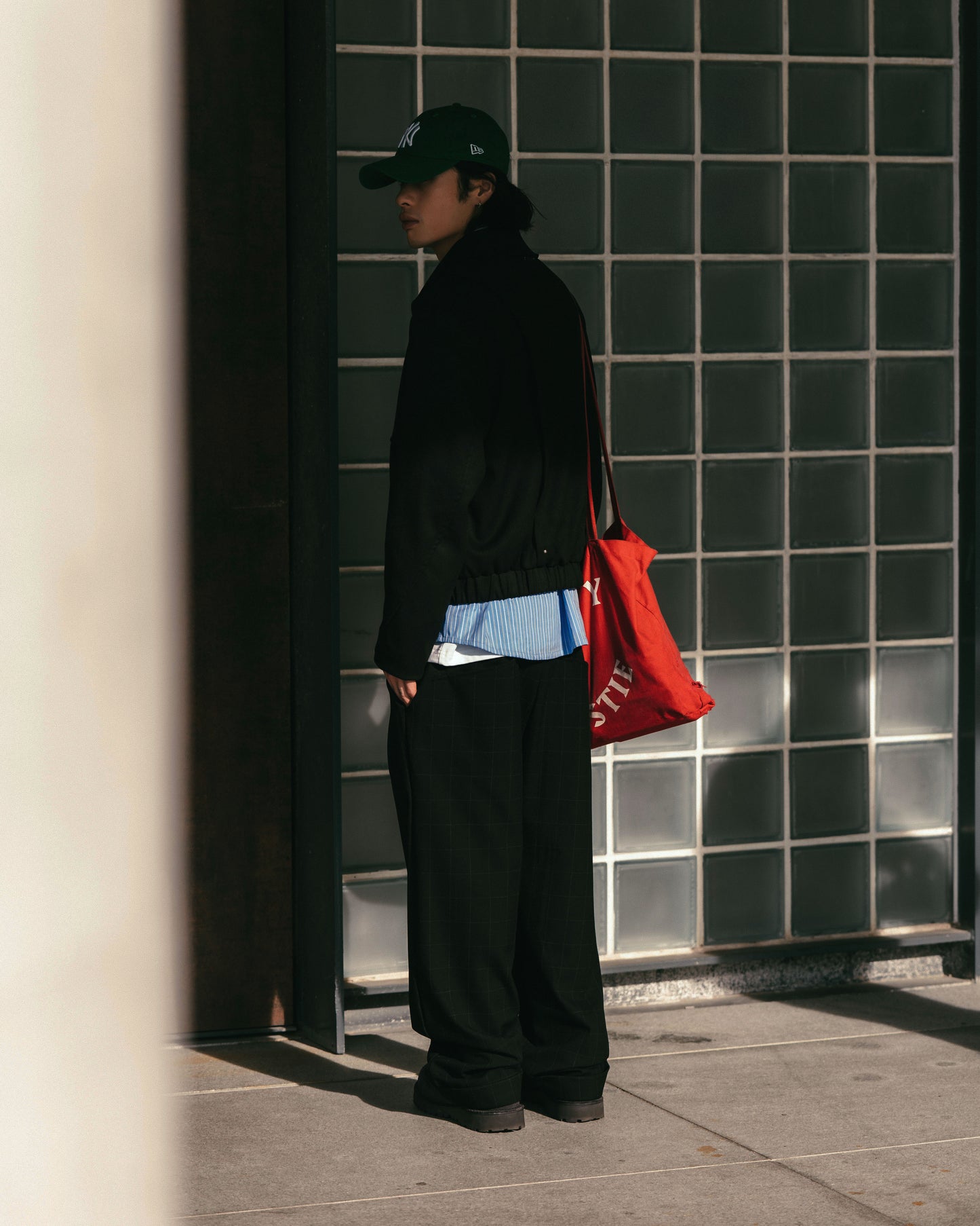 
                  
                    Wide Cut Checker Trousers Black【M25-09BK】
                  
                