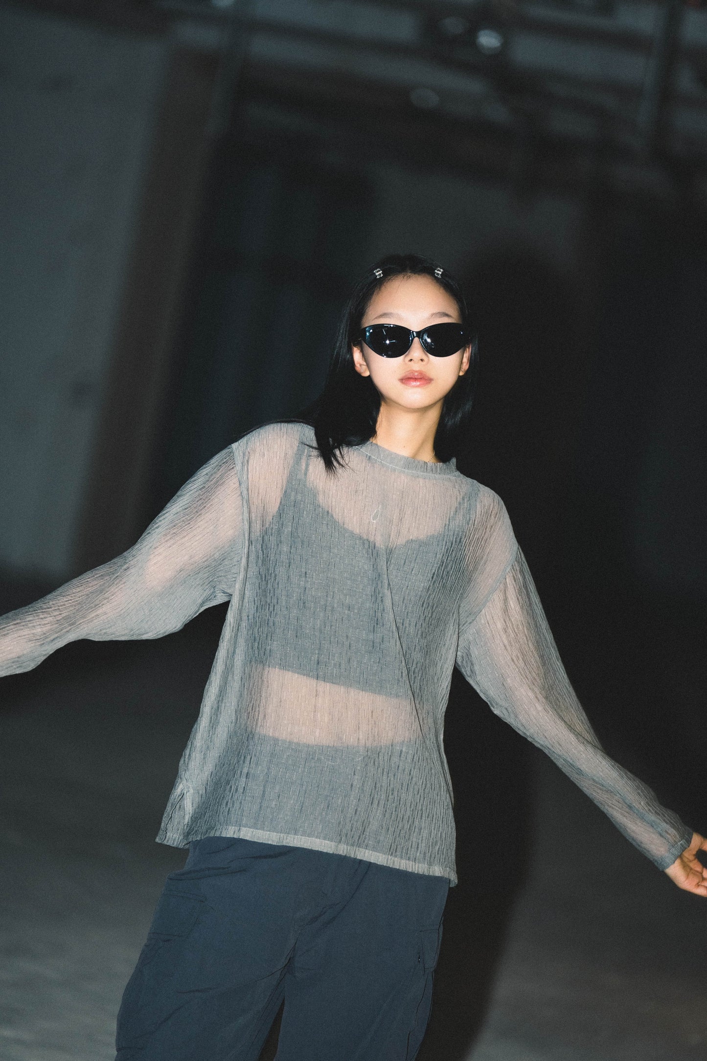 
                  
                    Long Sleeve Textured Top Grey【L23-47GY】
                  
                