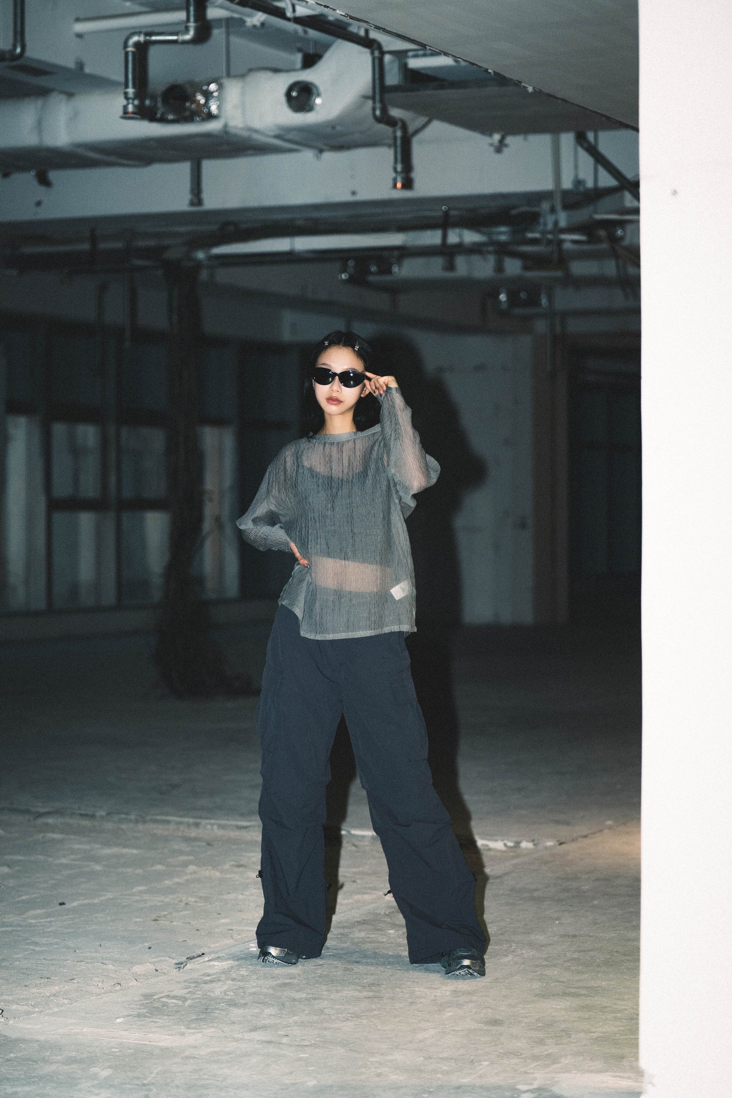 
                  
                    Long Sleeve Textured Top Grey【L23-47GY】
                  
                