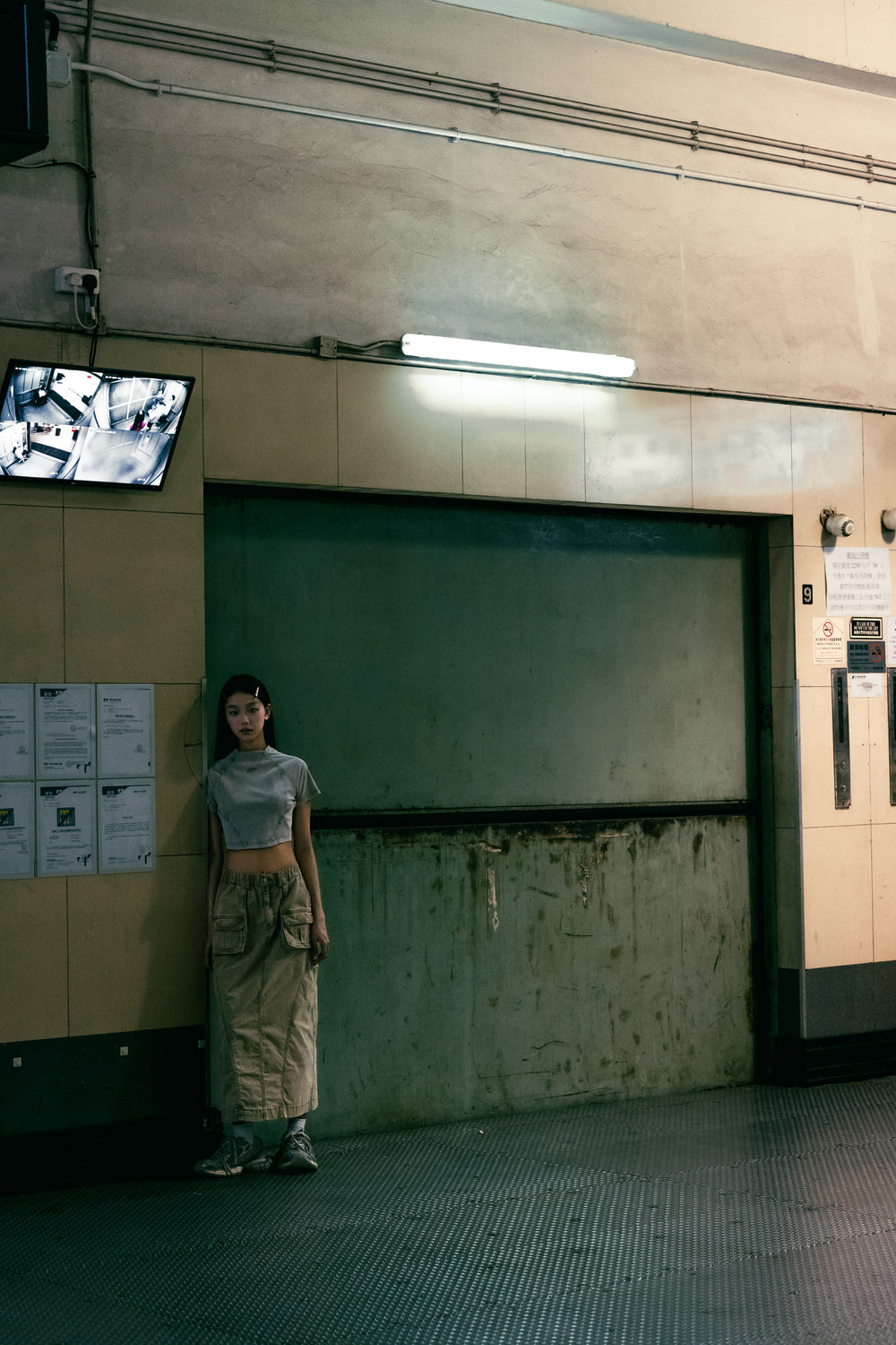 Washed Side Piping Full Skirt Khaki【L24-15KA】