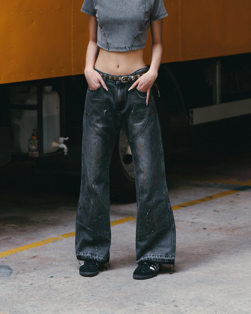 
                  
                    UNISEX Double Knee Bootcut And Flare Jeans Dark Grey【L24-26DG】
                  
                