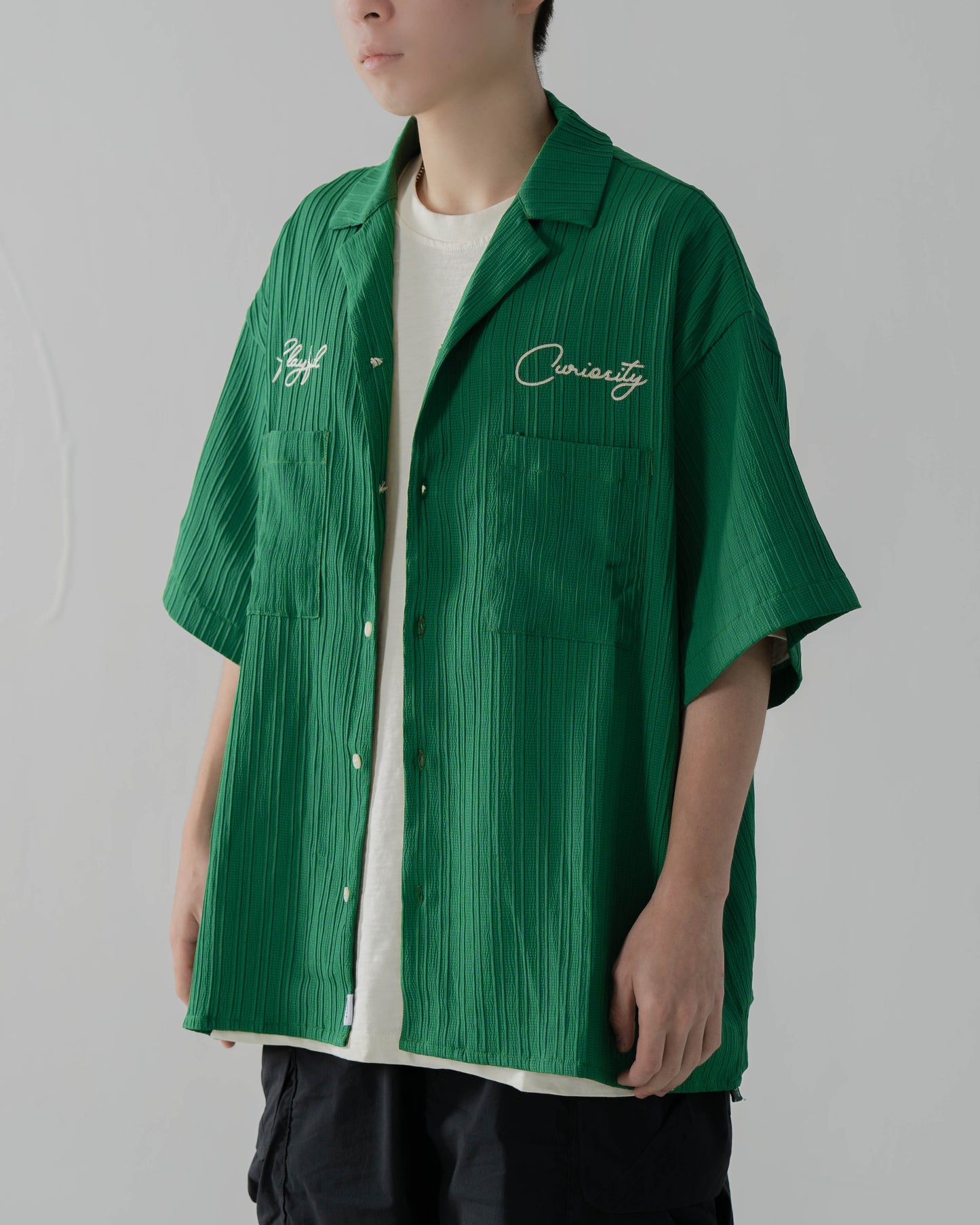 
                  
                    Oversized Bowling Shirt Green【M23-29GN】
                  
                