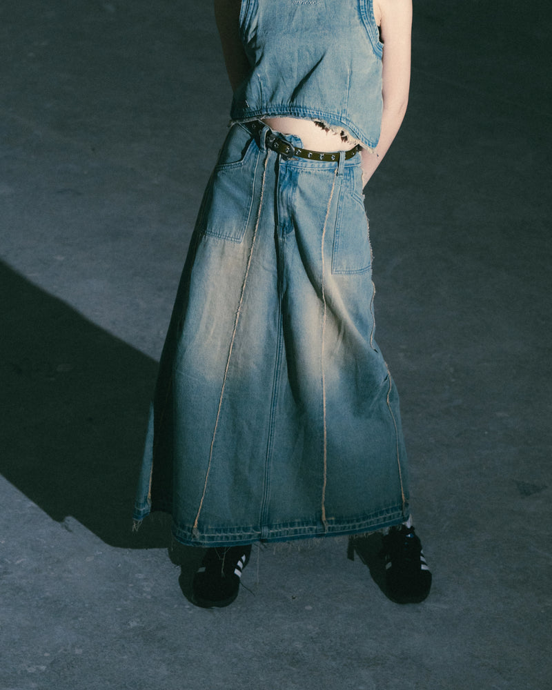 
                  
                    Damage Denim Full Skirts Light Indigo【L24-35IN】
                  
                
