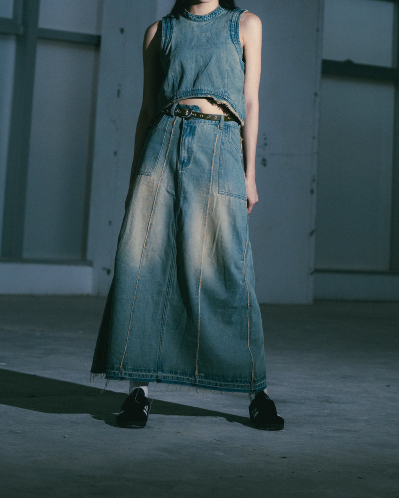 
                  
                    Damage Denim Full Skirts Light Indigo【L24-35IN】
                  
                