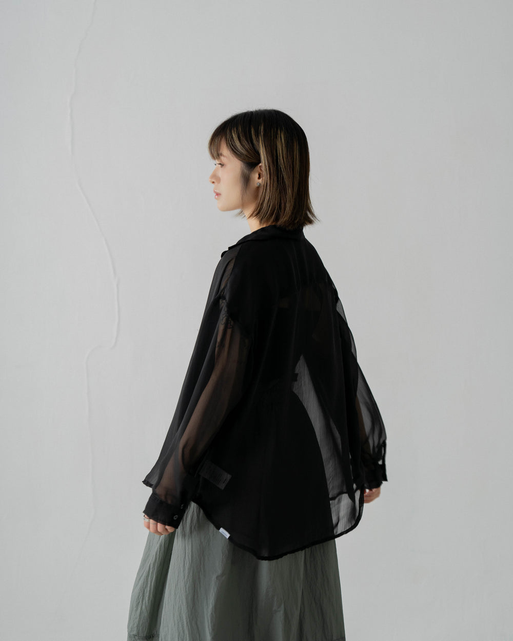 Long Sleeve Textured Shirt Black【L23-49BK】