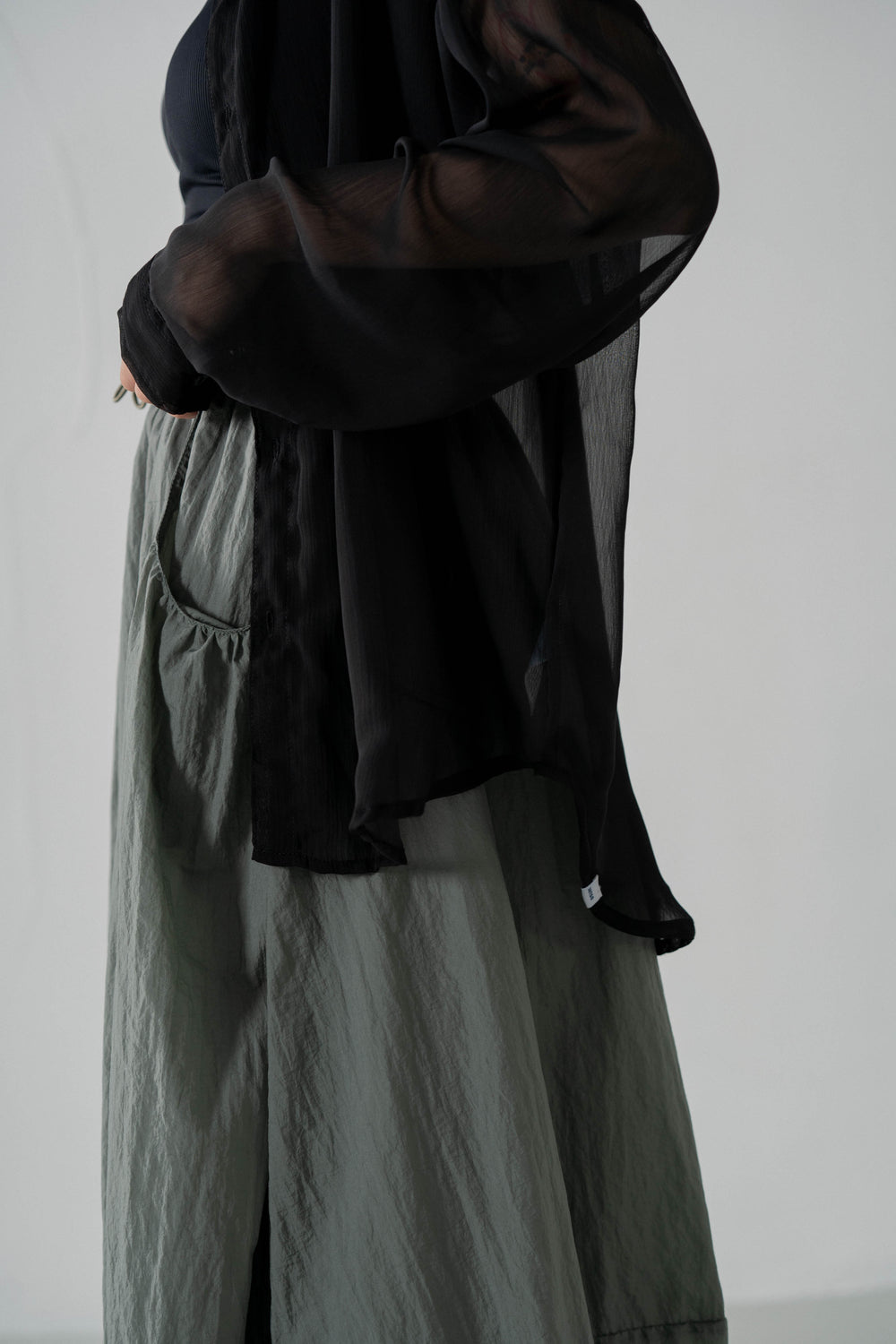 Long Sleeve Textured Shirt Black【L23-49BK】