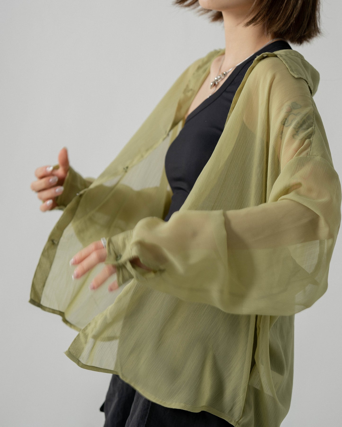 
                  
                    Long Sleeve Textured Shirt Green【L23-49GN】
                  
                