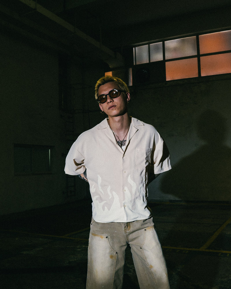 
                  
                    Flame Patch Collar Shirt Buff【M24-36BU】
                  
                