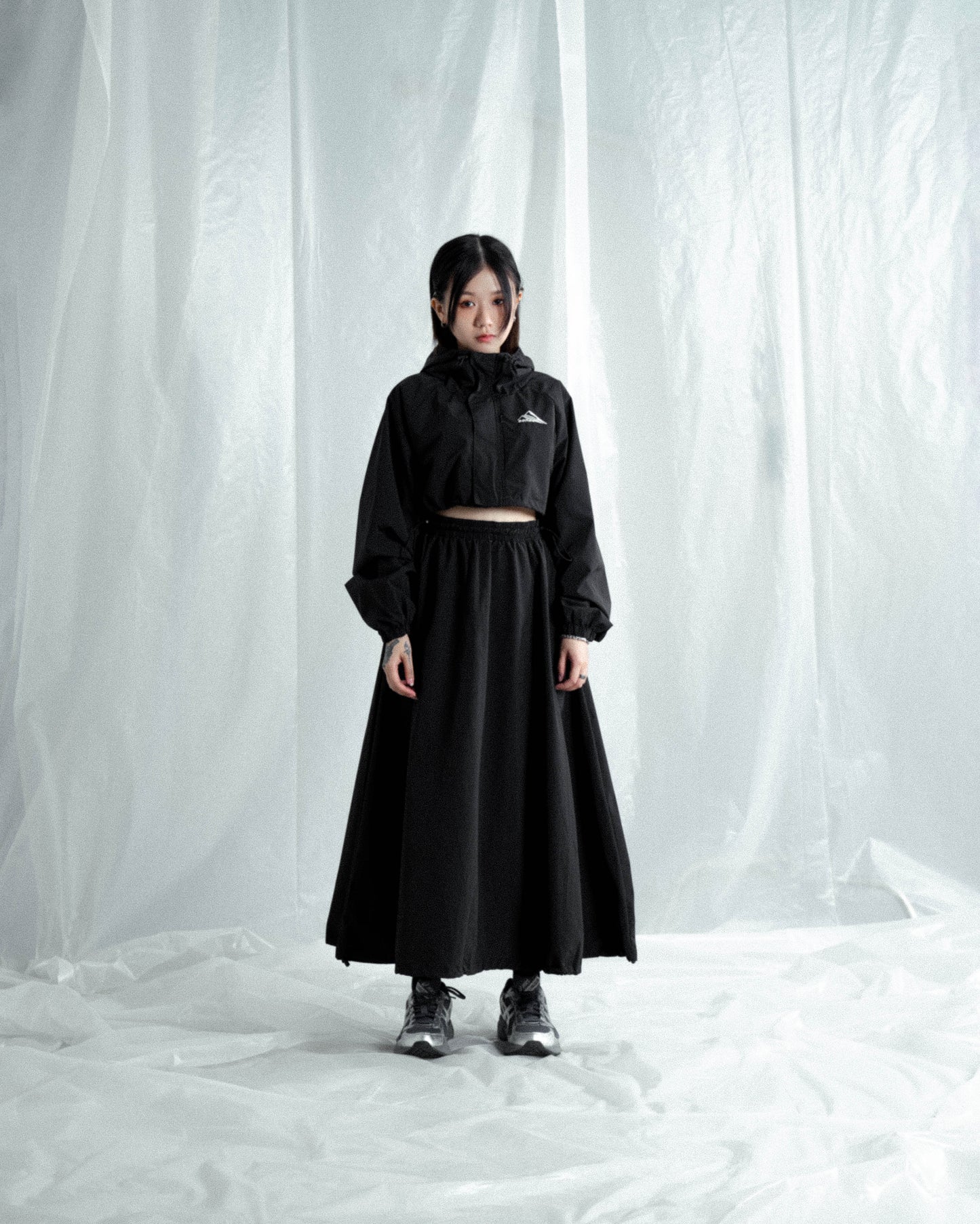 
                  
                    Sporty Nylon Full Skirts Black【L23-12BK】
                  
                