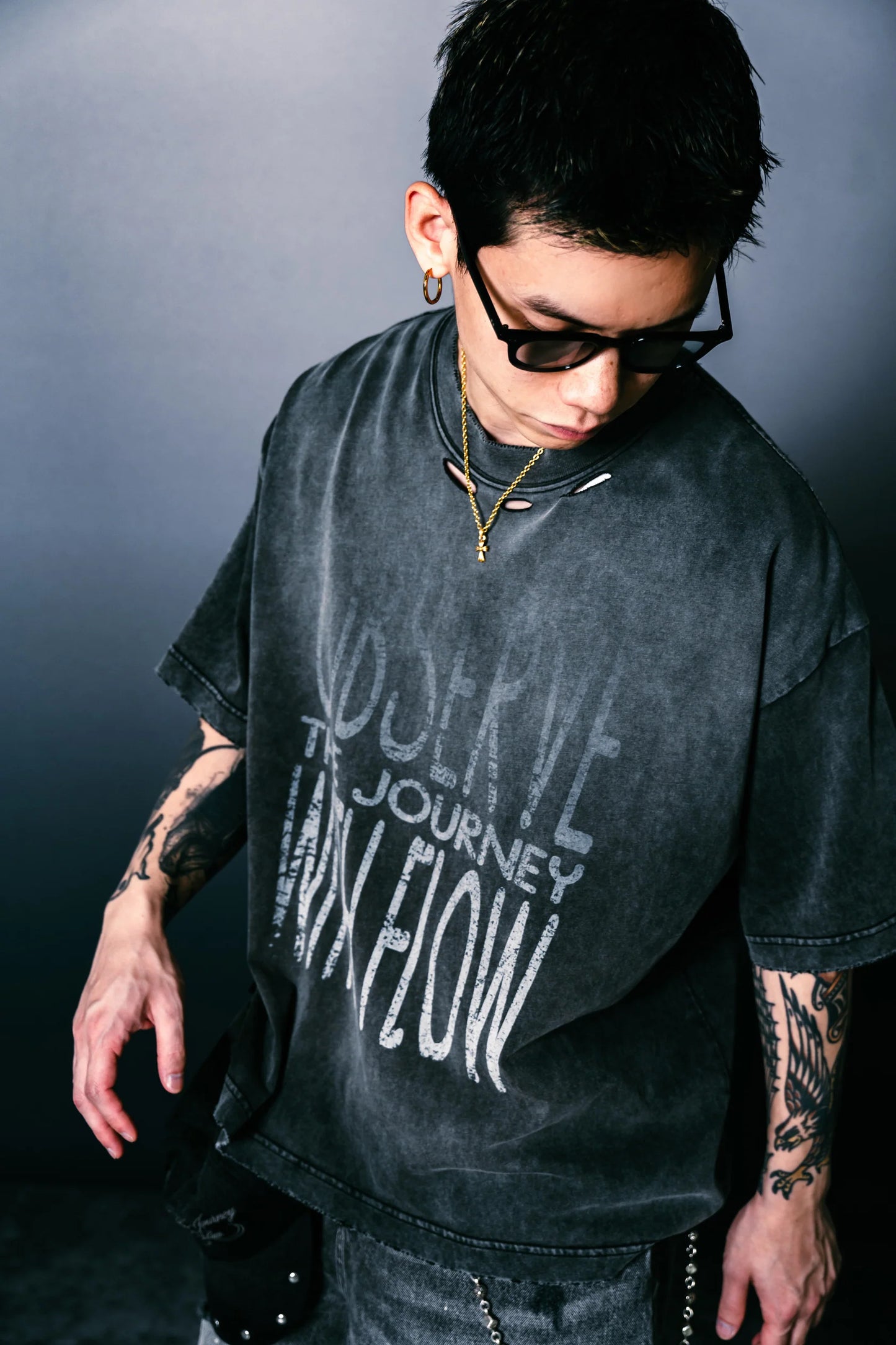 Vignette Print SS Coal Black【M25-T18CB】