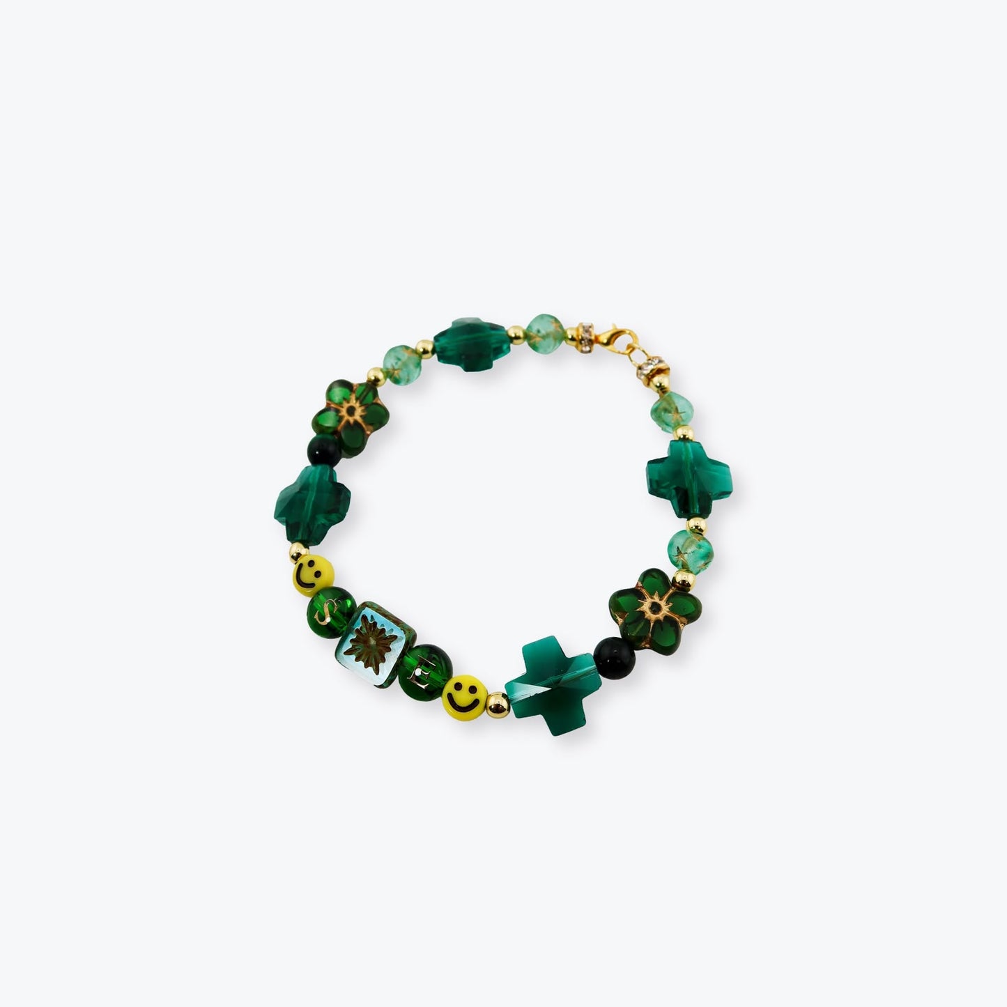 
                  
                    Four Cross With Smile Face S.E Bracelet Green【SFX-006-GRX】
                  
                