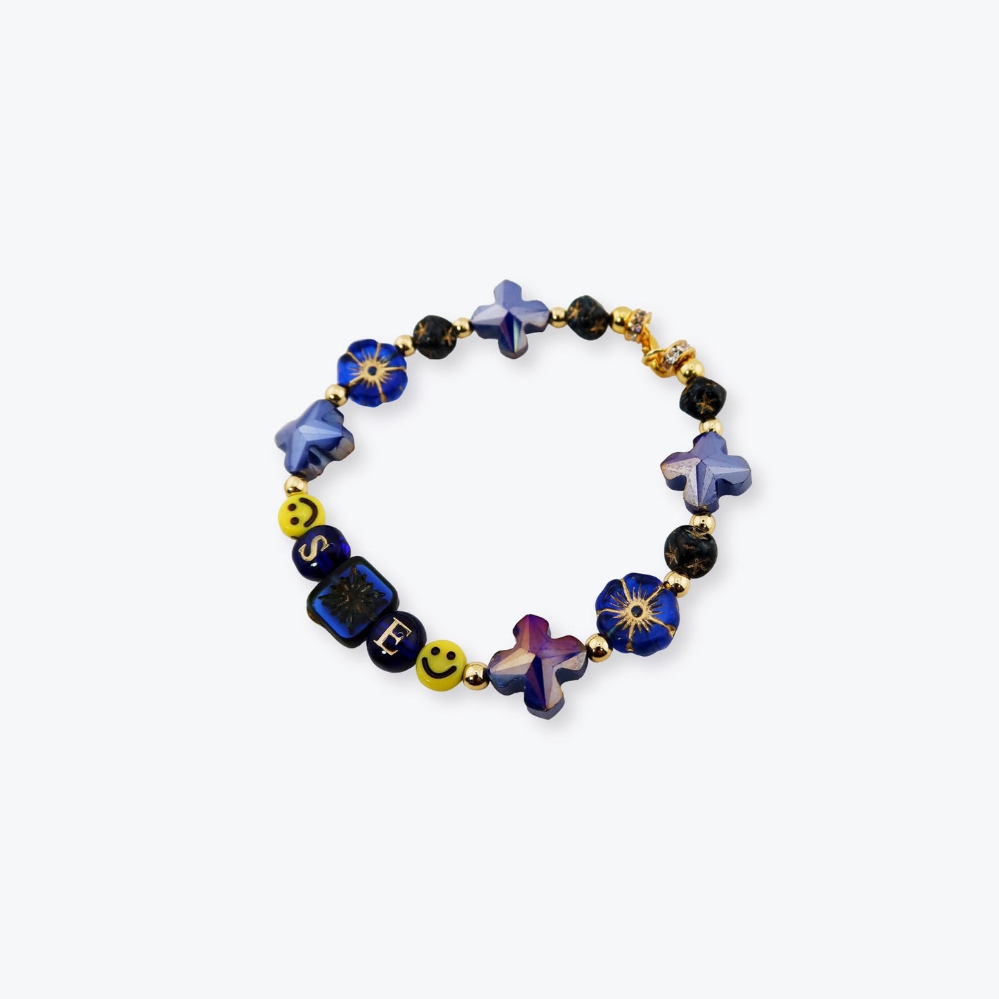 
                  
                    Four Cross With Smile Face S.E Bracelet【SFX-006-BLU】
                  
                