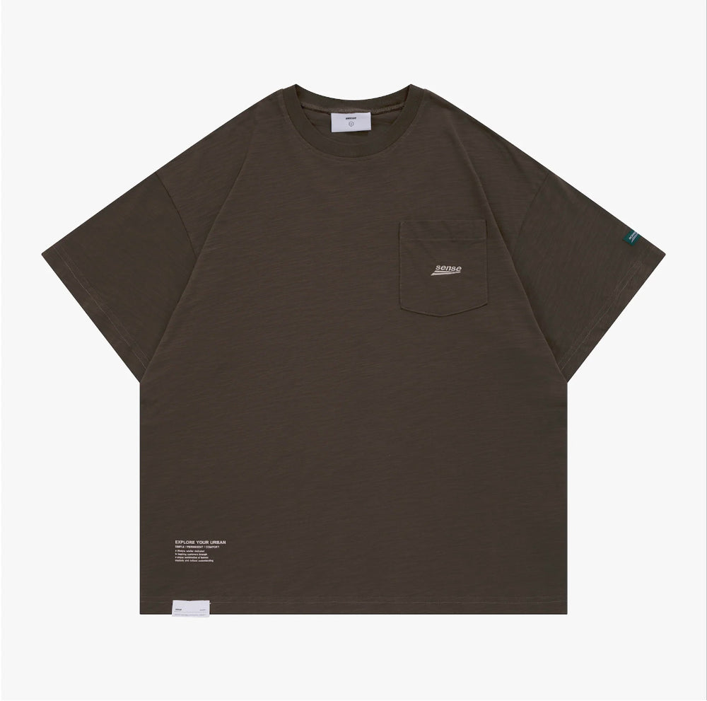 Slub Cotton Pocket SS Brown【M23-T08BR】
